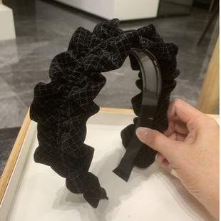 绒褶皱洗脸专用发箍女2023新款 高颅顶头箍带齿防滑头饰 头窟女款