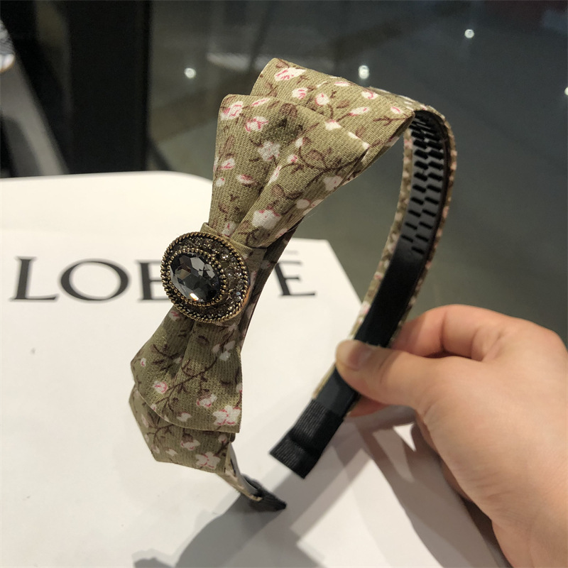 发箍女2022新品推荐字母气质格子蝴蝶结复古女式学生带齿发箍钻