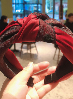 头箍宽边纯色打结发箍女网红发饰波点超仙法式发带外戴百搭发卡子