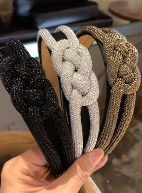 韩国发饰金丝绳麻花辨子发箍女简约宽边发带高级感蝴蝶结头箍发饰