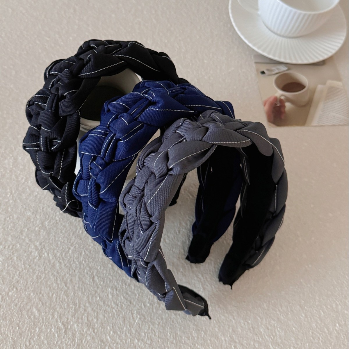 复古新款条纹麻花宽边发箍编织高颅顶气质头箍简约遮发缝洗脸发卡