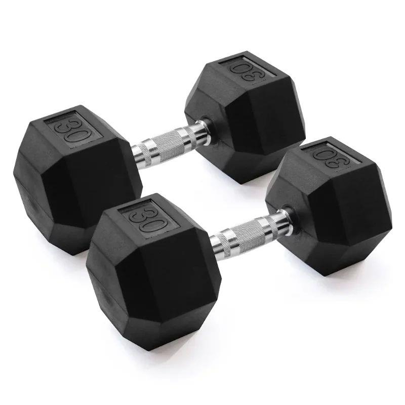 Gymenist, 30lb Rubber Hex Dumbbell, Pair dumbell weights fo
