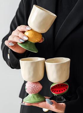 Fruit shaped high footed ice cream ceramic cup gift box