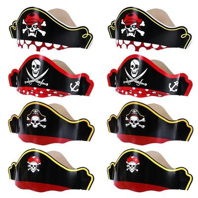 5Pcs Pirate Captain Hat Kids Birthday Party Favors Paper Hat