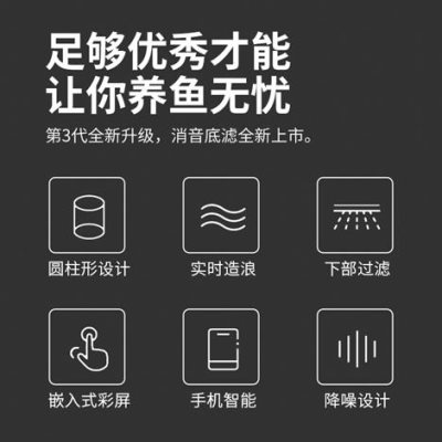 龙鱼阁圆柱形客厅家用中小型白色黑色鱼缸 下过滤生态懒人水族箱