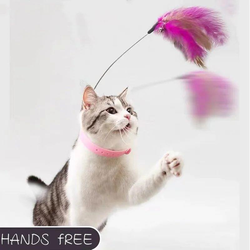 Interactive Cat Toys Funny Feather Teaser Stick with Bell Pe