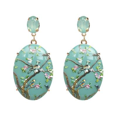 Cross Border Women Resin Exaggerated Print Earring Jewelry