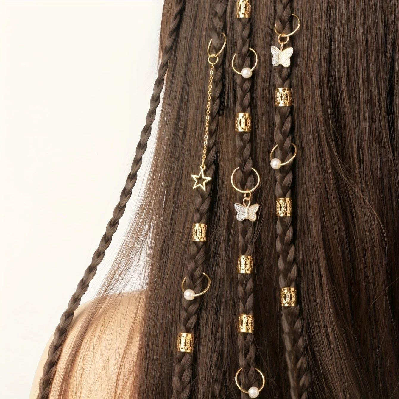 28Pc Hair Braids Cuffs Hair Charms Dreadlock Jewelry Braid J