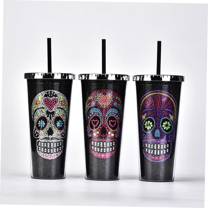 Halloween double plastic sippy cup Creative skull water cup
