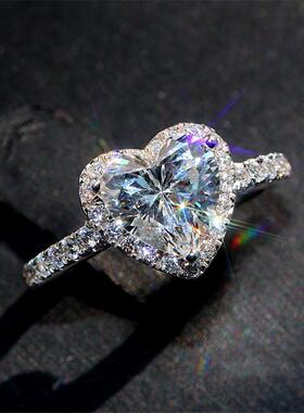 Heart Rings for Women Silver Color Bridal Jewelry Cubic Ring