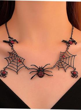项炼 clavicle chain Black Spider Web Necklace Halloween Gift
