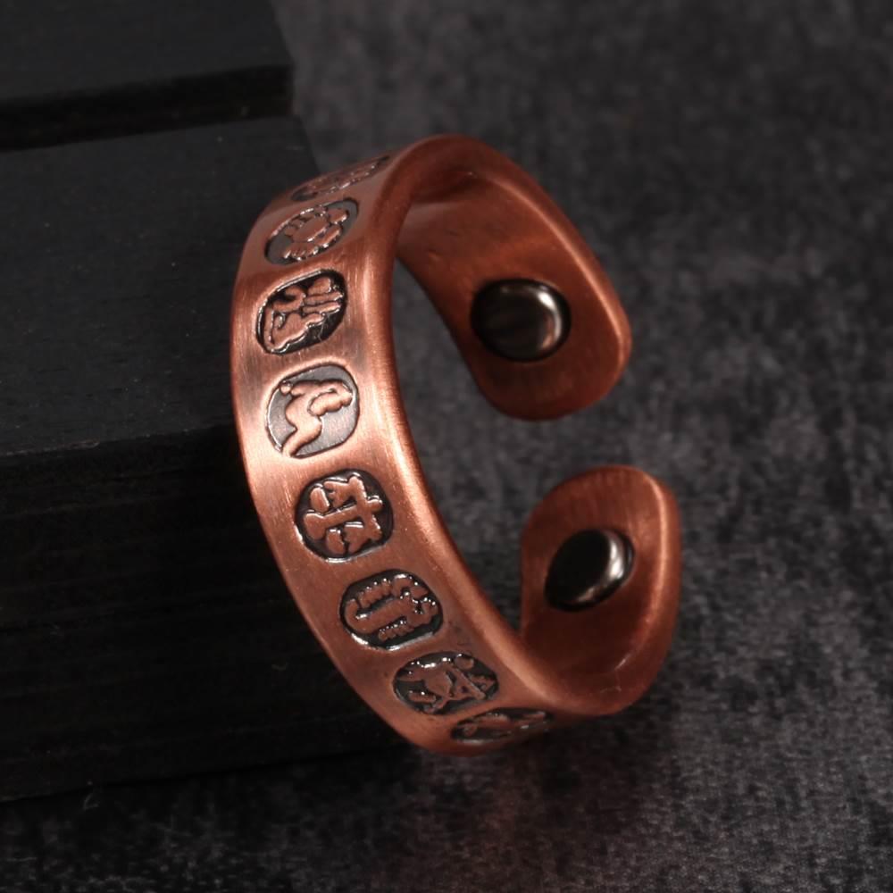 Adjustable Copper Ring Men Vintage 12 Constellation Health M