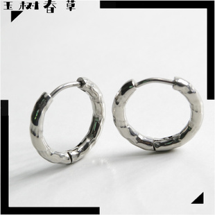 12mm内径钛钢耳圈男创意个性不规则凹凸不平耳扣圆环圈圈耳环耳钉
