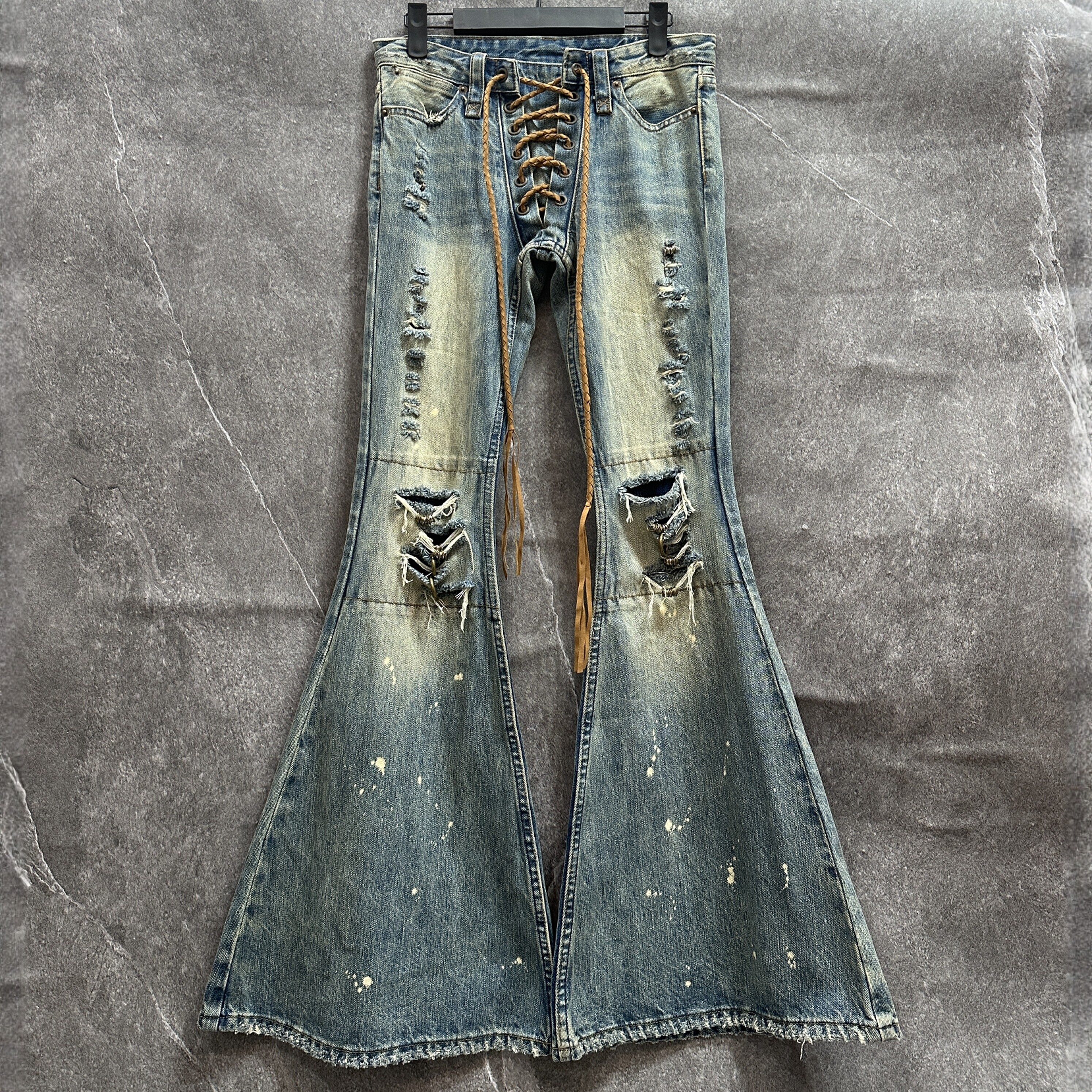 thumbnail for In-stock real photos * Independent ifsixwasnine style visual steel loop drawstring flared pants