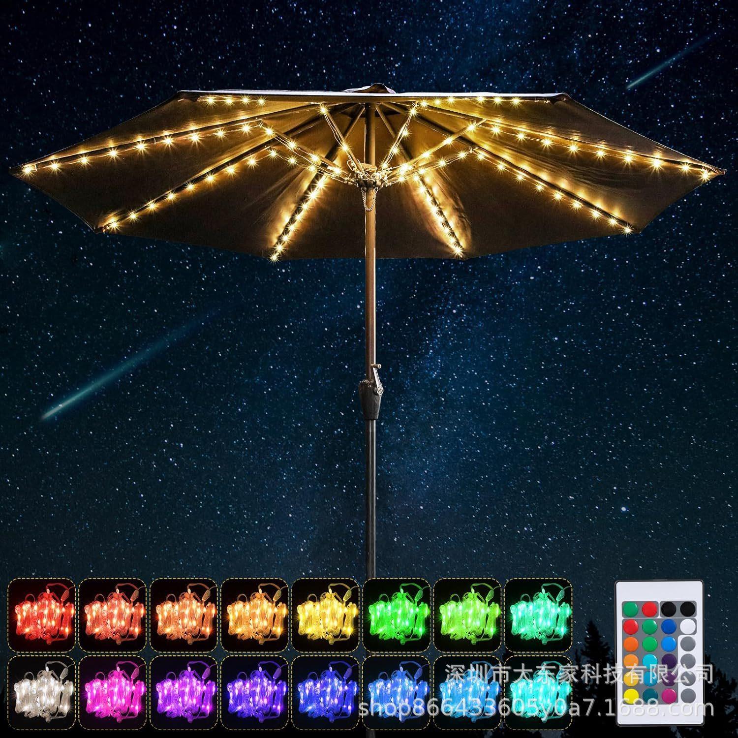 跨境led皮线灯RGB16色户外沙滩led灯遮阳伞海边帐篷遮阳伞装饰灯