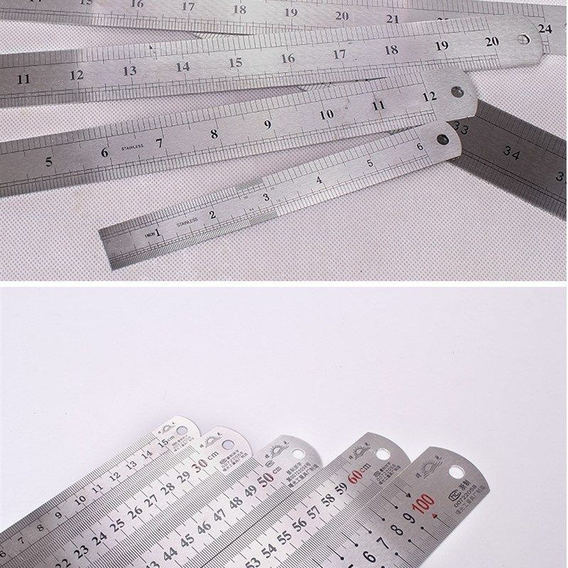 钢直尺15/30/50cm不锈钢测量工具钢尺木工用绘图制图尺子加厚铁尺