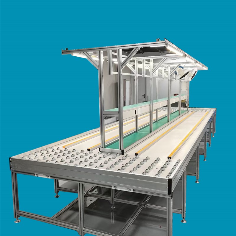 无动力手推线倍速链组装线万向牛眼台滚筒电池装配线流利条流水线