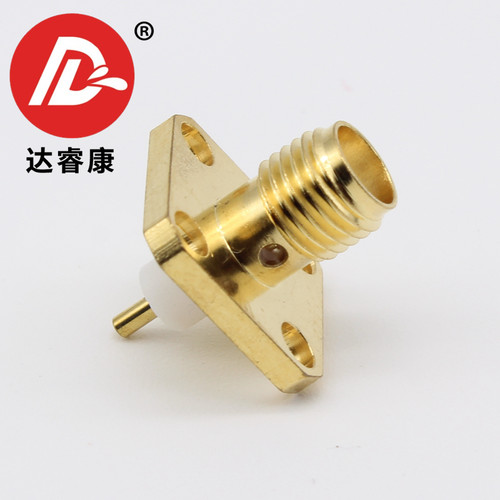 SMA-KFD-7 法兰母头四孔方板微带连接器 SMA-KFD母座外螺内孔