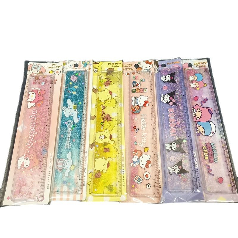 库洛米美乐蒂玉桂狗金粉亮片入油流沙尺子双子星直尺学生刻度尺