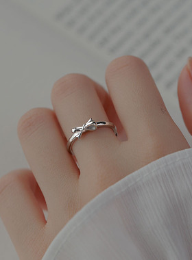 925纯银戒指ins蝴蝶结