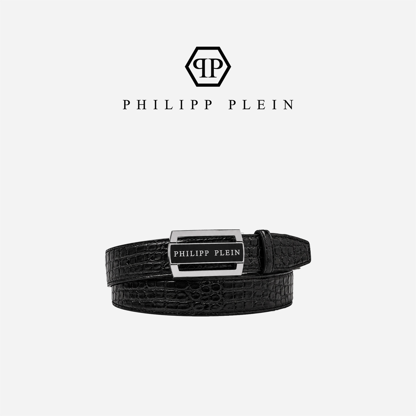 PHILIPP PLEIN 2026年新款男士压纹牛皮皮带商务休闲装饰腰带