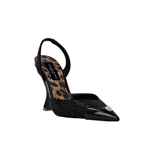 PHILIPP PLEIN 女士水晶装饰绒面皮革高跟鞋