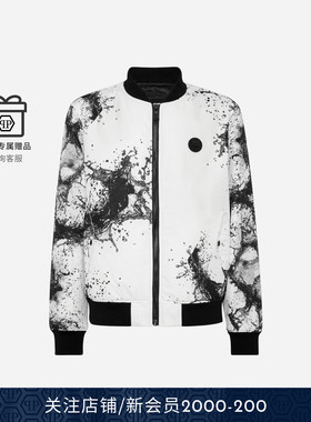 PHILIPP PLEIN2025秋男士泼墨字母印花夹克外套棒球服PLEINSPORT