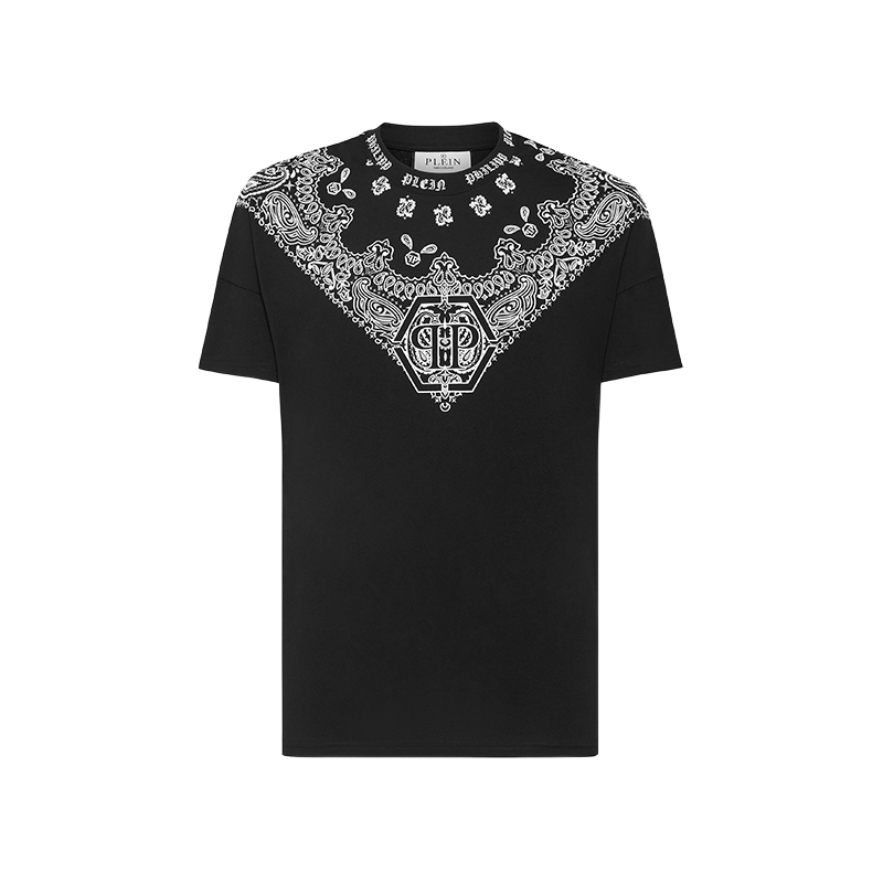 PHILIPP PLEIN 男士佩斯利花纹圆领T恤短袖