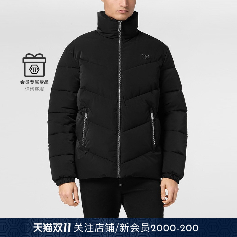 PHILIPP PLEIN 男士纯色立领拉链夹克外套秋冬