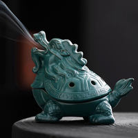 Incense burner, dragon turtle plate incense burner, household indoor sandalwood and agarwood incense, retro Zen tea room, traditional Chinese style ceramic decoration thumbnail 4