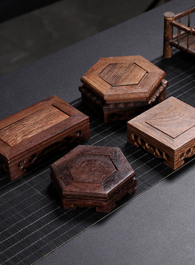 木雕正方形花瓶摆件倒流香炉