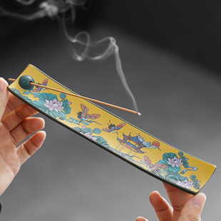 仿古珐琅陶瓷线香炉茶室禅意香薰炉家用香插卧佛香盒香座中式摆件