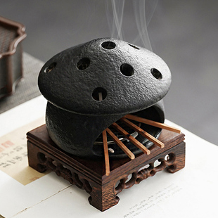 蘑菇壁炉香炉圣木香炉净化鼠尾草雪松陶瓷香薰托盘香炉水晶消磁