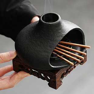 烟囱壁炉香炉圣木香炉净化鼠尾草陶瓷香薰托盘香炉水晶消磁雪松