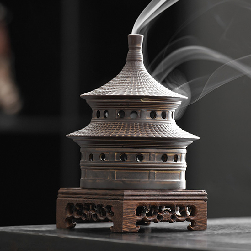 盘香炉中国风陶瓷宝塔大中小号檀沉香薰炉创意塔香炉香盒室内家用