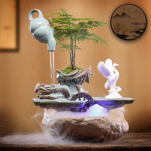 流水摆件陶瓷招财简约