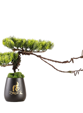 仿真小花束假花盆栽迎客松盆景