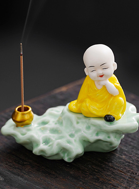 小和尚线香插可爱禅意小摆件
