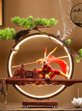 孙悟空齐天大圣斗战胜佛创意茶宠摆件茶桌禅意流香茶台茶室装饰品