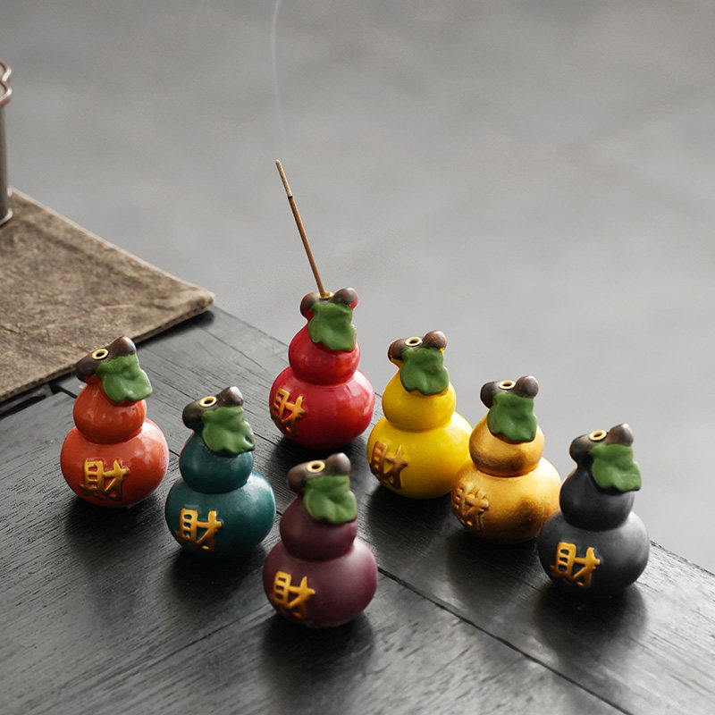 福禄陶瓷七色小葫芦线香炉香插香座茶桌面香薰炉摆件家用室内香器,节庆用品/礼品,线香,淘宝优惠券,粉丝福利购,淘宝优惠卷