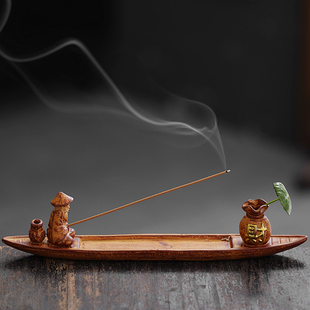 线香炉老翁垂钓香插沉香檀香办公艾草香托底座熏香炉茶道家用摆件