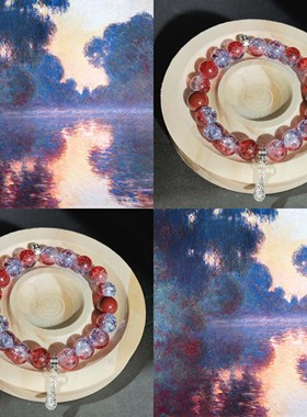 MUON LAKKE/河畔晓雾-原创设计红紫冰裂琉璃手链女油画高级感手串