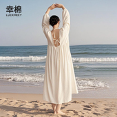 幸棉巨好看 春夏白色连衣裙女2026新款 连身裙海边穿搭度假长裙子