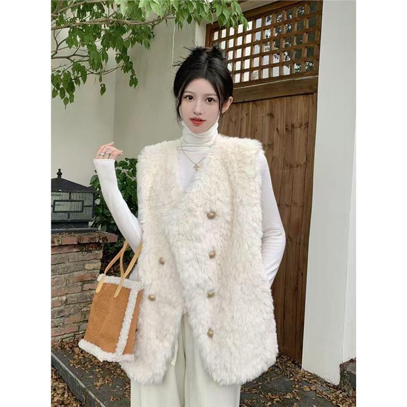小香风羊羔毛马甲外套女秋冬新款宽松显瘦休闲百搭设计感时髦上衣