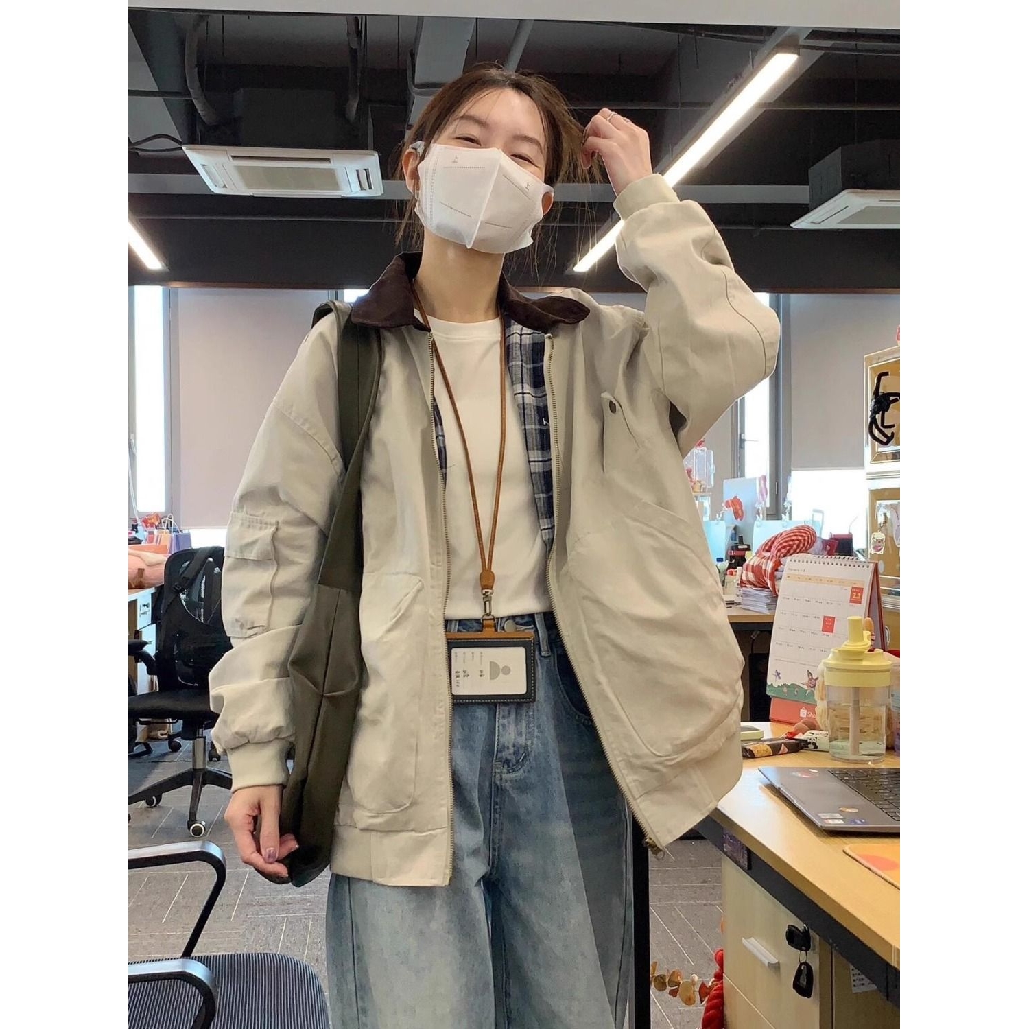 美式复古外套女2025春季新款小众高级感撞色翻领情侣飞行夹克上衣