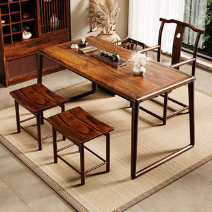 胡桃木阳台茶桌椅组合新中式小户型家用泡茶桌小型宋代美学茶台