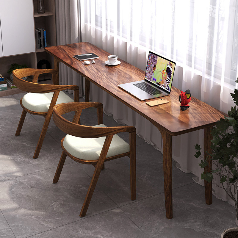 南美胡桃木窄书桌长条桌子全实木窗边桌靠墙桌家用台式电脑桌一字