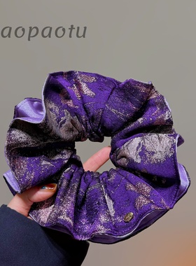 双层紫色提花大肠小蛮腰发圈女高颜值复古紫色发绳显发量多发饰