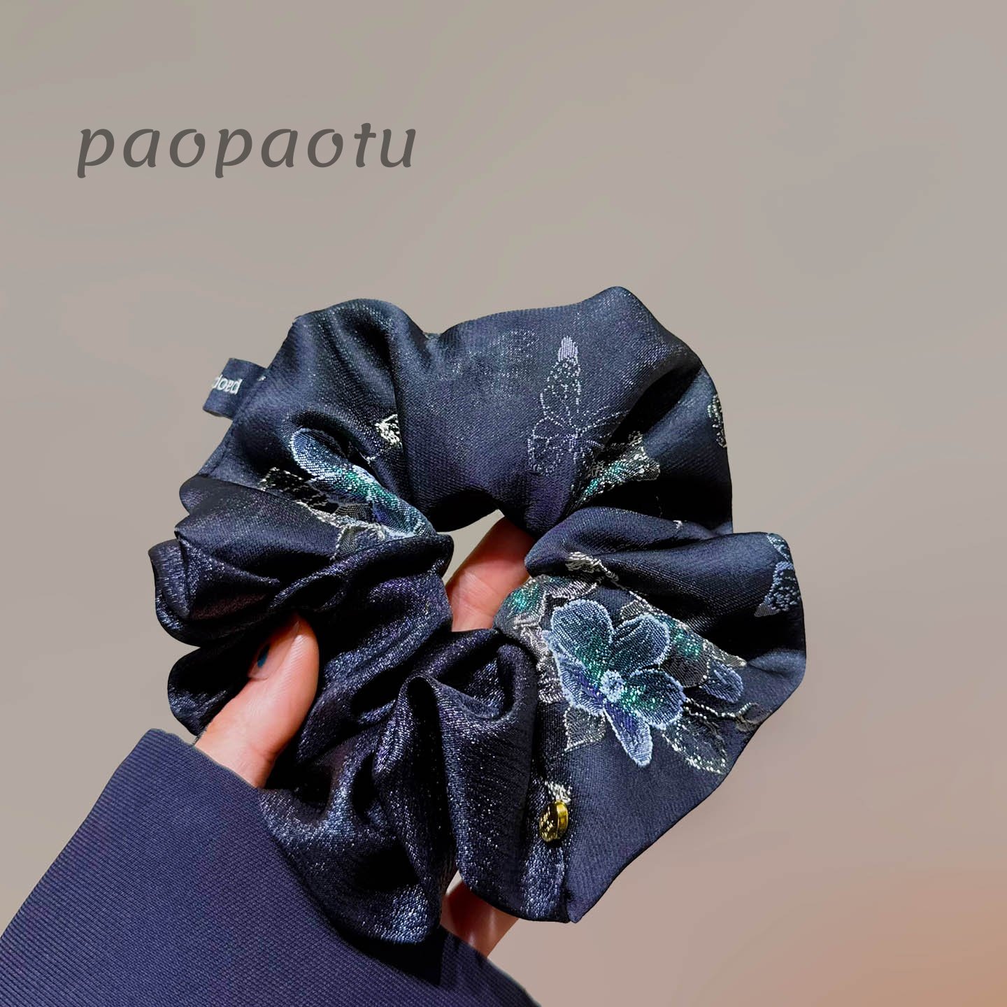 【蝶戏琼花】黑色系拼色大肠圈小众原创马尾辫精致头绳百搭发绳女,饰品/流行首饰/时尚饰品新,发饰,淘宝优惠券,粉丝福利购,淘宝优惠卷