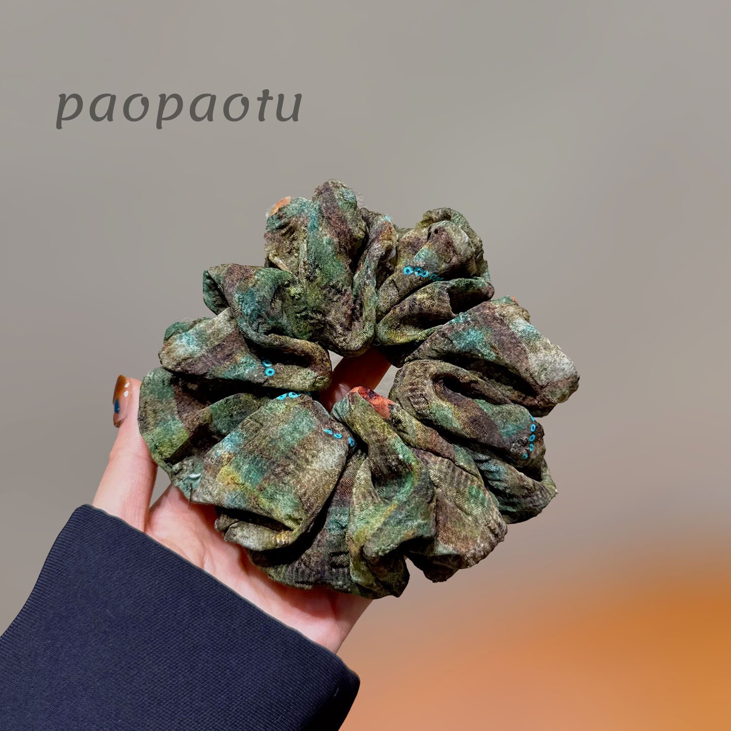 复古扎染泡泡布艺发圈